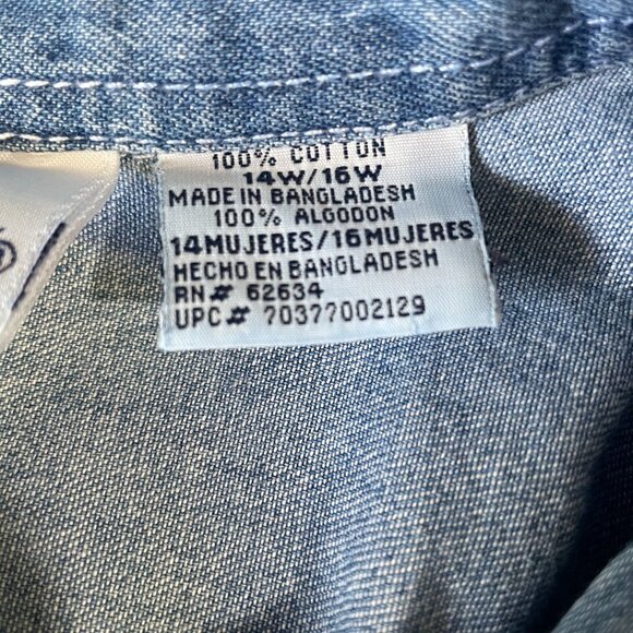 Vintage Cat Embroidered Denim Shirt Cottagecore Coquette Whimsical Floral - Picture 12 of 12